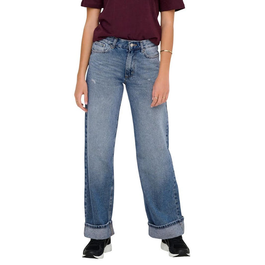 Jeans by Only for women in denim cotton blue & natural presents a refined pantology silhouette, artfully defined by a refined pantology relaxed-fit & wide, long, and a sophisticated mid rise.