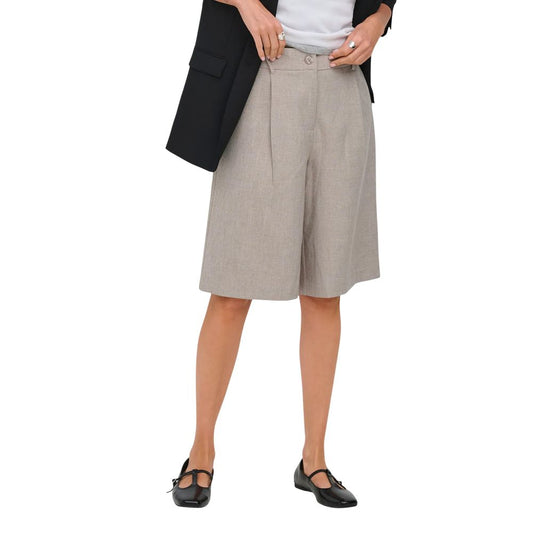 Bermuda Shorts by Only for women in stretch polyester gray showcases a on trend silhouette, featuring a tailored wide with a classic long short and sophisticated high rise for a on trend finish.
