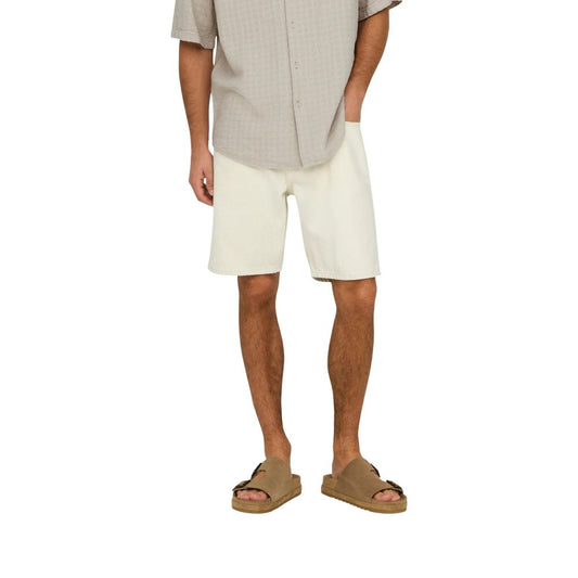 Bermuda Shorts by Only & Sons for men in cotton beige features an nuanced silhouette, showcasing a nuanced relaxed-fit & regular-fit with a long short cut and for a sophisticated, premium finish.
