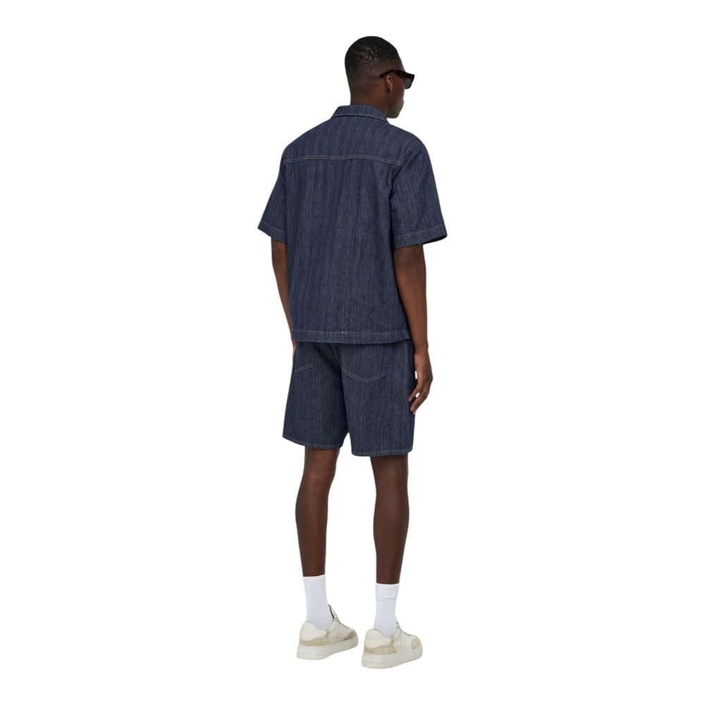 Only & Sons Blue Cotton Bermuda Shorts