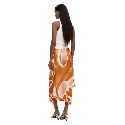 Desigual Orange Viscose Long Skirt