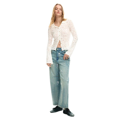 Desigual Cream Viscose Long Sleeve T-Shirt