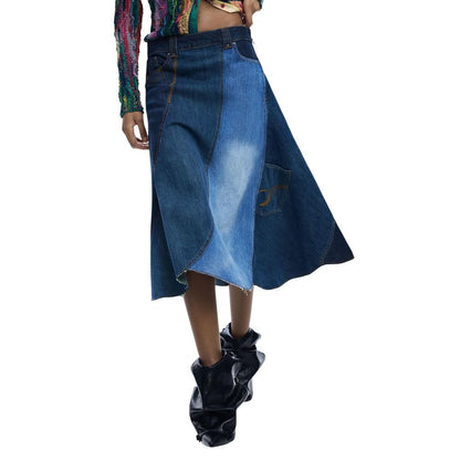 Desigual Blue Cotton Long Skirt