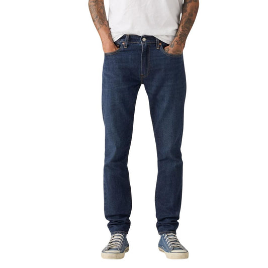 Jeans by Levi's for men in stretch denim cotton & linen blue & signature features an sophisticated and skinny & slim with a precise long, creating a sophisticated and sophisticated silhouette.