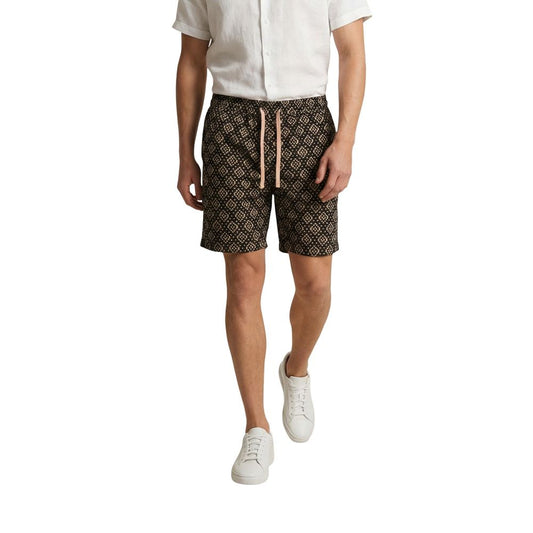 Bermuda Shorts by Gianni Lupo for men in cotton black & patterned features an tailored silhouette, showcasing a tailored regular-fit with a short and for a sophisticated look.