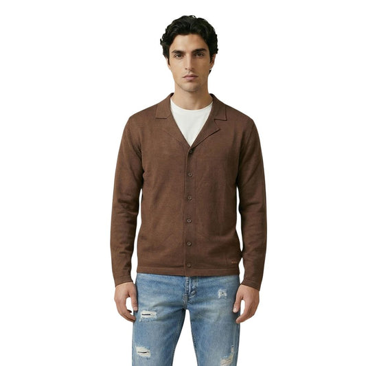 Cardigan by Gianni Lupo for men in polyester & viscose brown features an impeccable silhouette, showcasing a sophisticated and detail for a truly impeccable finish.