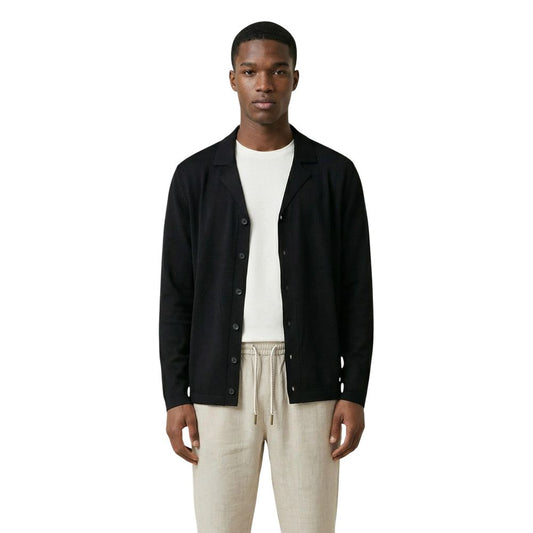 Cardigan by Gianni Lupo for men in polyester & viscose black features an crisp silhouette, showcasing a sophisticated and detail for a truly crisp finish.