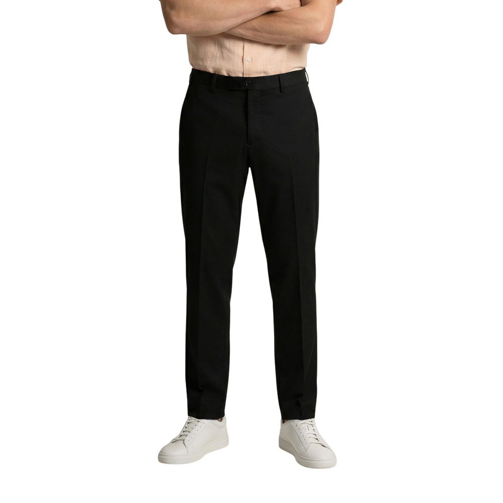 Gianni Lupo Black Polyester Skinny Pants