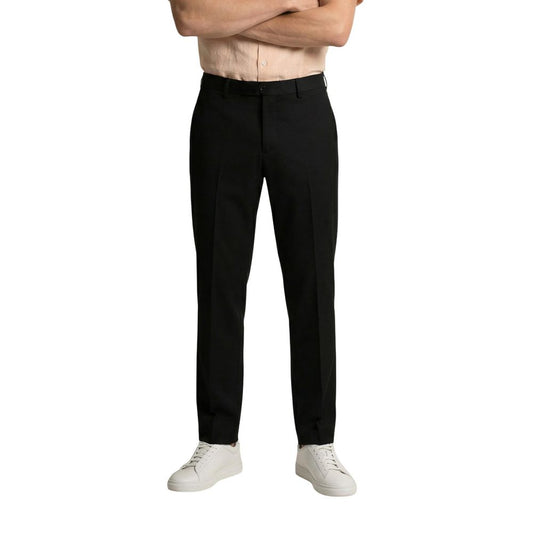 Trousers by Gianni Lupo for men in stretch polyester & viscose black, natural & signature presents a perennial silhouette, meticulously tailored with a skinny & slim cut, long finish, and an elegant .