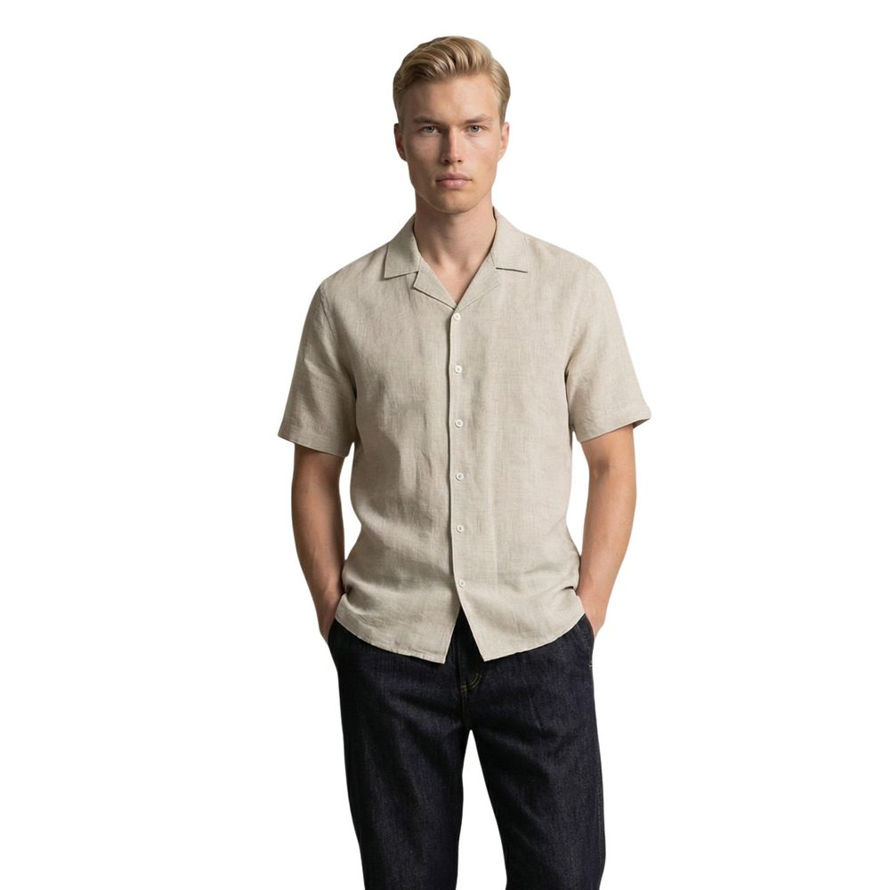 Gianni Lupo Beige Linen Shortsleeve Shirt