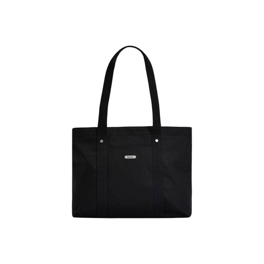 Large Shopper Tote Handbag by Barbour for women in cotton black & natural features a signature silhouette, showcasing a secure and signature with versatile handle for a sophisticated look.