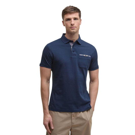 Barbour Men's Short-Sleeve Cotton Polo Shirt - Blue Natural Tartan