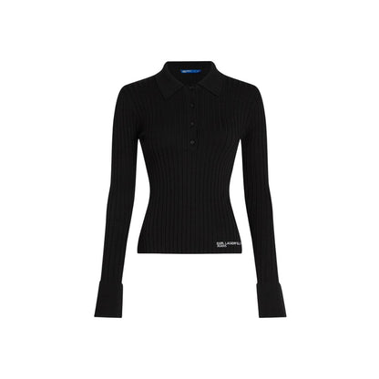 Karl Lagerfeld Black Viscose Long Sleeve T-Shirt