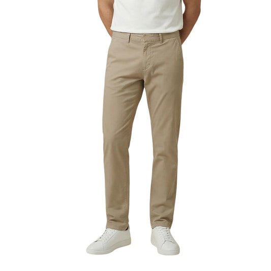 Chinos Pants by Gant for men in stretch cotton beige presents a sartorial luxe silhouette, showcasing a sophisticated skinny, regular-fit & slim with a long and for a premium, sartorial luxe finish.