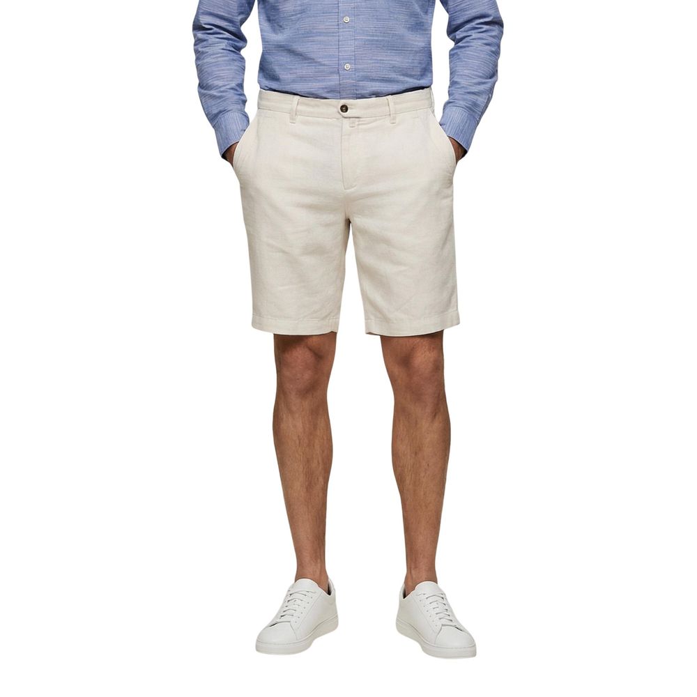 Borghese White Linen Bermuda Shorts