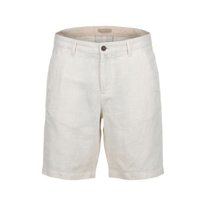 Borghese White Linen Bermuda Shorts
