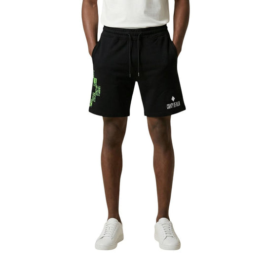 Bermuda Shorts by County of Milan for men in cotton black & green showcases a on trend silhouette, featuring a tailored with a classic short and sophisticated for a on trend finish.
