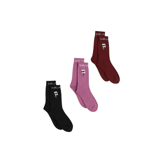 Socks by Karl Lagerfeld for women in stretch polyester cotton pink & signature features a snug silhouette, artfully capturing the essence of the snug Icons Women's Stretch Polyester Cotton Socks design for a sophisticated look.