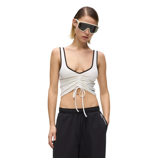 Karl Lagerfeld Women's Stretch Polyamide & Viscose Activewear T-Shirt - White
