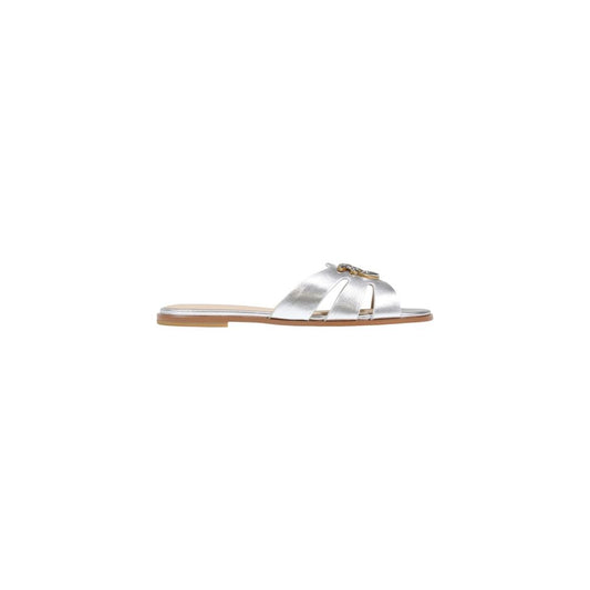 PINKO Women's Leather Flat Slider Slippers - White