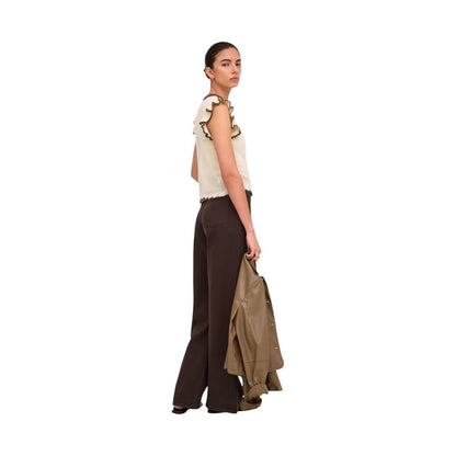 Jacqueline De Yong Beige Cotton Sleeveles T-Shirt