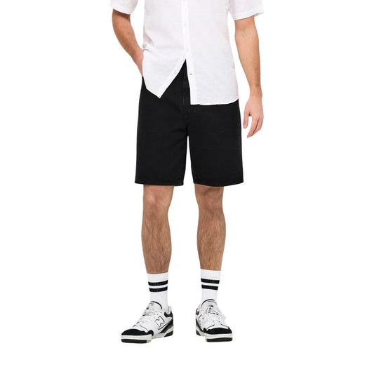 Bermuda Shorts by Only & Sons for men in organic cotton black & natural presents a contemporary silhouette, showcasing a contemporary relaxed-fit & regular-fit with a refined long short and elegant .