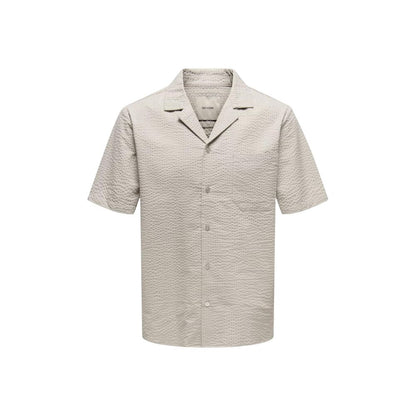 Only & Sons Beige Cotton Shortsleeve Shirt