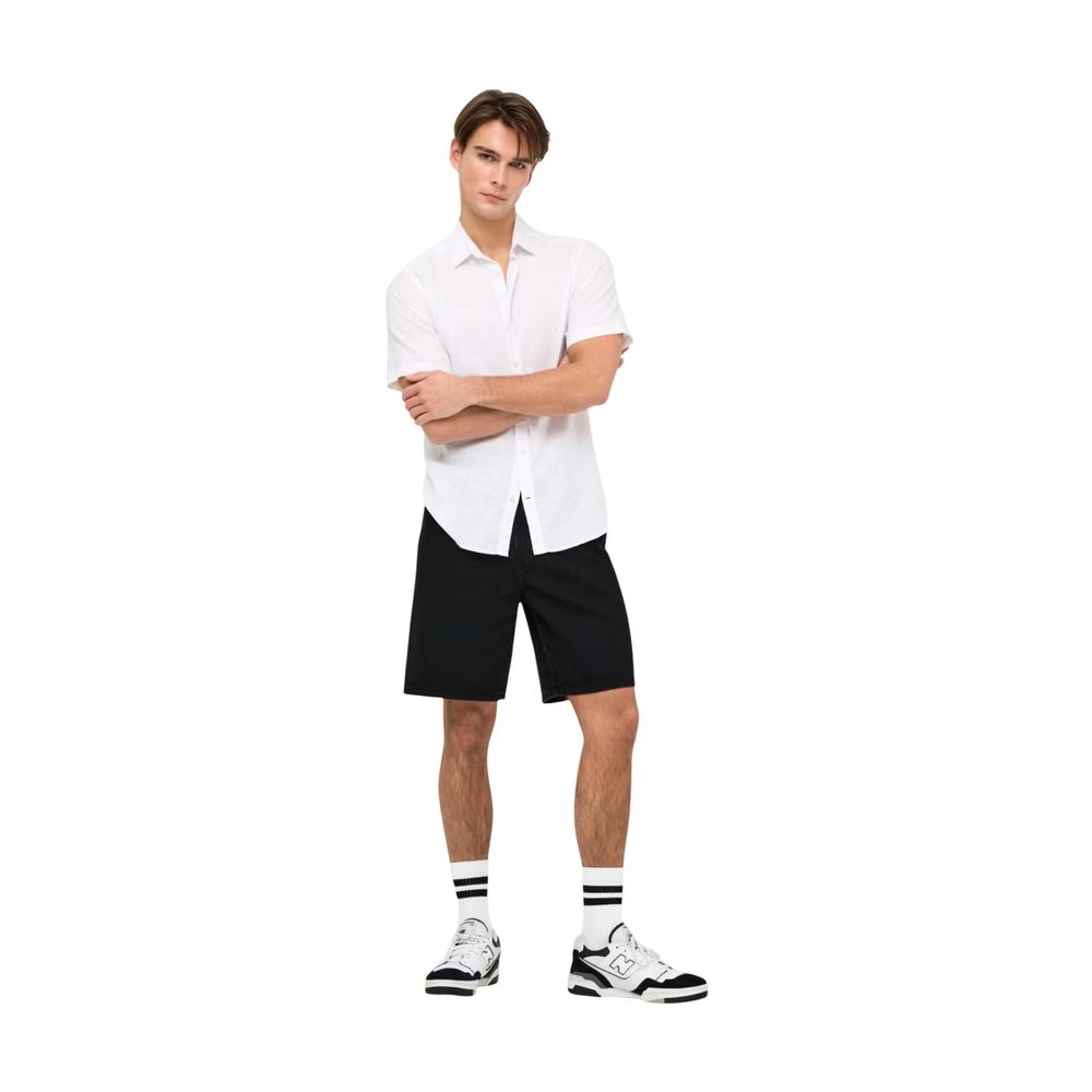 Only & Sons Black Organic Cotton Bermuda Shorts