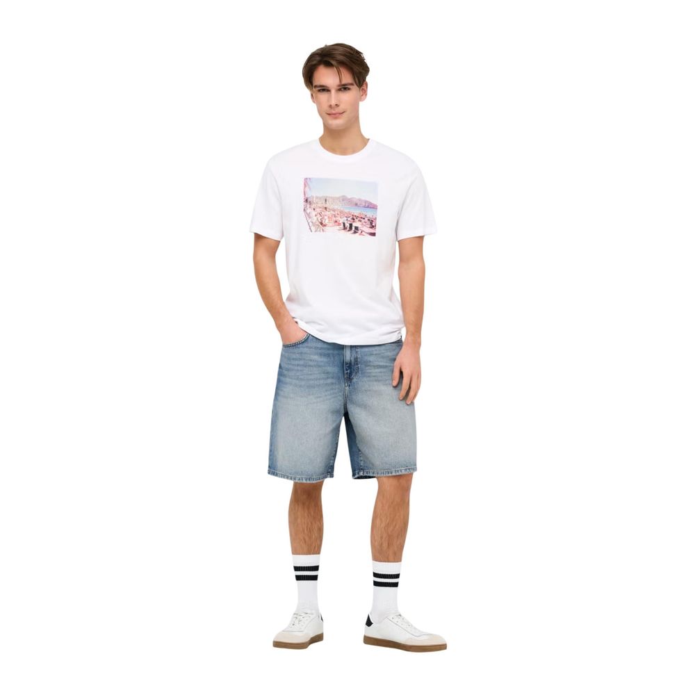 Only & Sons Light Blue Organic Cotton Bermuda Shorts