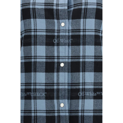 Off-White Blue Cotton Full-Length Jacket