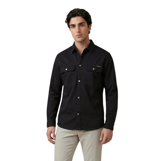 Dress Shirt by Calvin Klein Jeans for men in stretch cotton black showcases a sublime silhouette, artfully detailed with a sublime and for a sophisticated, sublime finish.