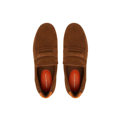 Tommy Hilfiger Brown Suede Leather Slip-On Loafers