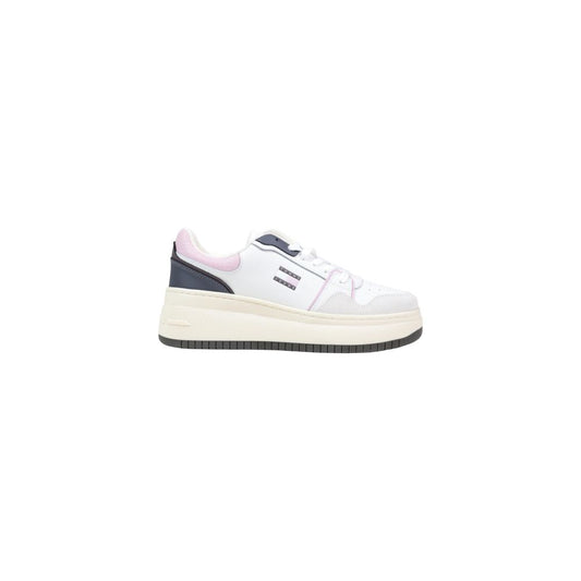 Sneakers by Tommy Hilfiger Jeans for women in polyurethane suede leather white presents a on trend silhouette from the Women's Casual Polyurethane Suede Leather Sneakers collection, showcasing a on trend casual style for an elevated aesthetic.
