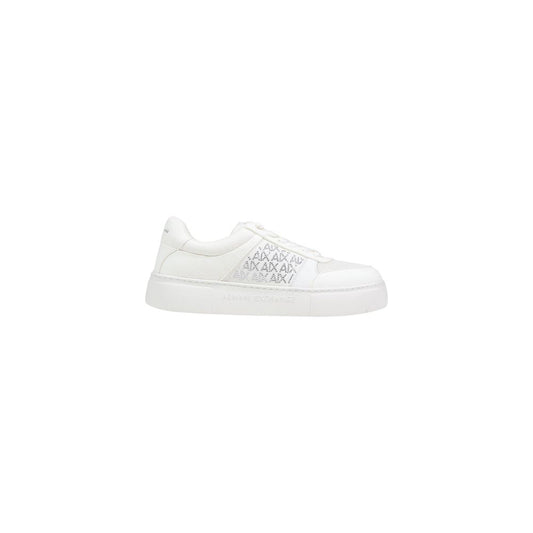 Athletic Sneakers by Armani Exchange for women in stretch polyamide white & signature features an effortless chic silhouette, showcasing the signature athletic style of the Crisp Women's Athletic Stretch Polyamide Sneakers collection with a truly effortless chic finish.