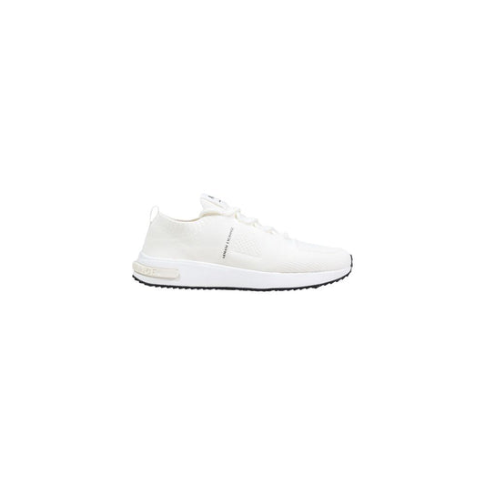 Athletic Sneakers by Armani Exchange for men in polyester white showcases an impeccable silhouette, defined by an impeccable athletic style design that perfectly captures the essence of the Crisp Men's Athletic Polyester Sneakers.