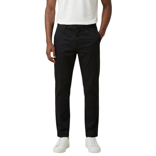 Trousers by Antony Morato for men in stretch linen & cotton black features a tailored silhouette with a tailored regular-fit, defined by its long and a sophisticated .