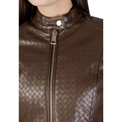 Guess Brown Polyethylene Biker Jacket