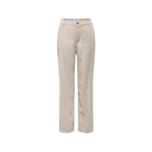 Trousers by Only for women in polyester & viscose beige features a tailored silhouette with a tailored straight, relaxed-fit & regular-fit, defined by its long and a sophisticated mid rise.