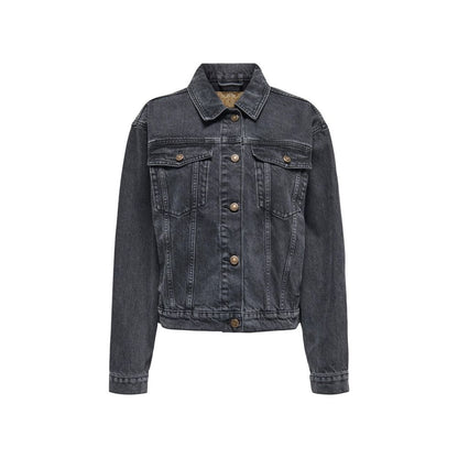 Only Black Cotton Denim Jacket