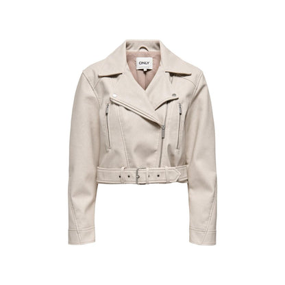 Only Beige Recycled Polyester Biker Jacket
