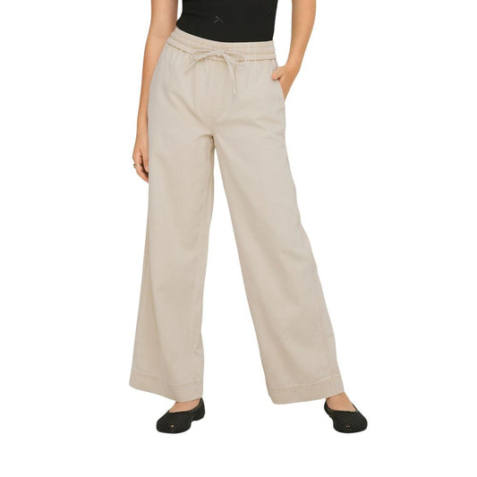 Trousers by Only for women in lyocell & cotton cream features a artisanal silhouette, showcasing a sophisticated flared, bootcut & wide with a long and high rise for a artisanal finish.