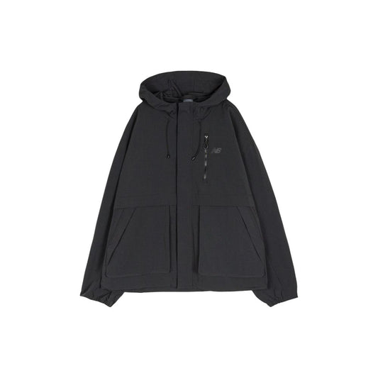 Hooded Jacket by New Balance for men in nylon black presents a authentic silhouette, artfully detailed with a authentic hooded neckline and functional lightweight, pockets, hooded & windproof for a premium authentic finish.