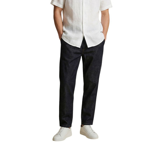 Trousers by Gianni Lupo for men in stretch polyester cotton blue features a sculptural silhouette, showcasing a sculptural relaxed-fit & regular-fit and long with a sophisticated for a sculptural finish.