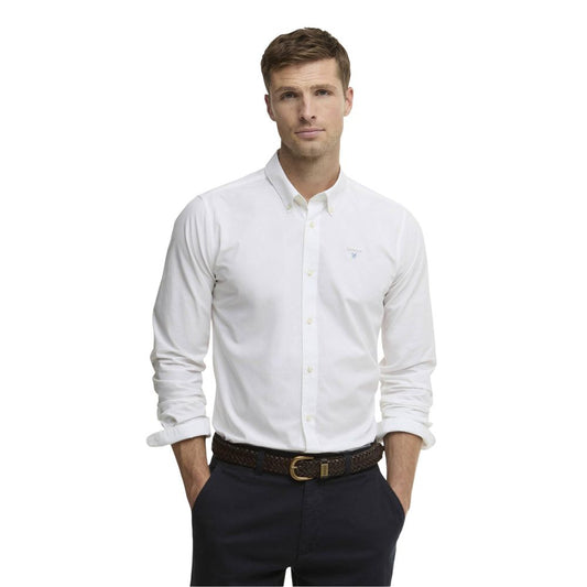 Dress Shirt by Barbour for men in lyocell & cotton white, featuring a nuanced and nuanced button-down-collar neckline for a sophisticated finish.
