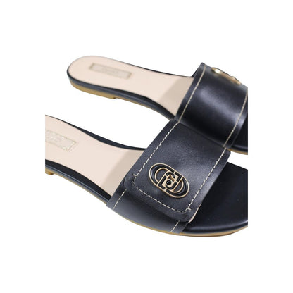 Liu Jo Black Leather Flat Sandals