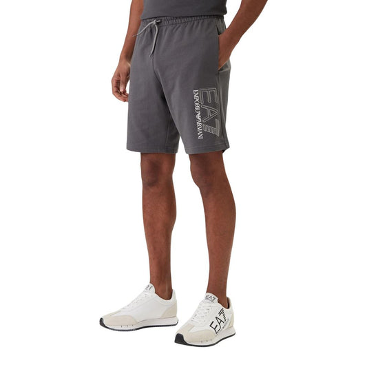 Activewear Shorts by EA7 Emporio Armani for men in cotton gray features an athletic and long short with a and high-performance .
