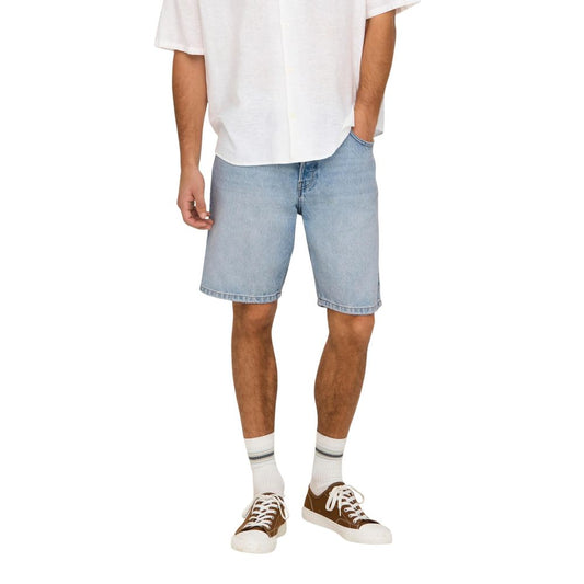 Bermuda Shorts by Only & Sons for men in cotton light-blue showcases a on trend silhouette, featuring a tailored with a classic short and sophisticated mid rise for a on trend finish.