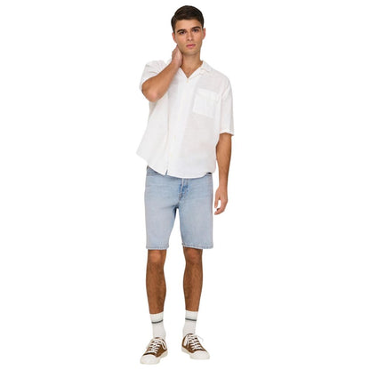 Only & Sons Light Blue Cotton Bermuda Shorts