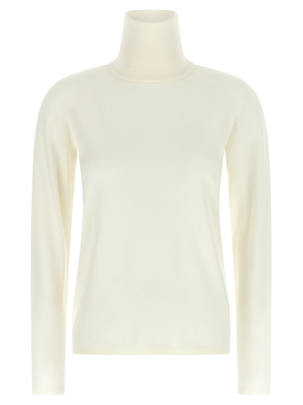 Cardigan by Max Mara for women in virgin wool cream & white presents a textural silhouette, artfully finished with a textural turtle high-neck neckline and for a sophisticated, textural look.
