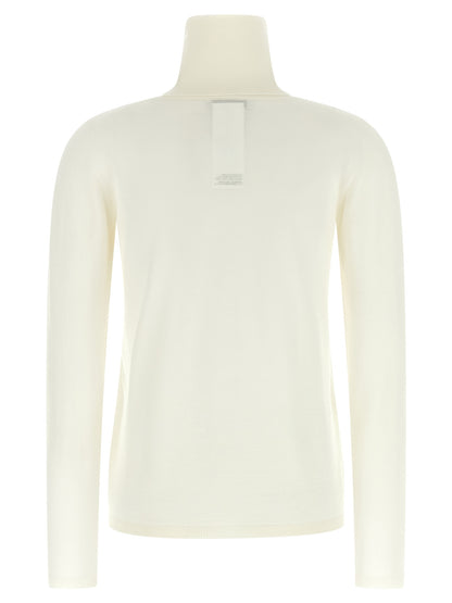 Cardigan by Max Mara for women in virgin wool cream & white features a nuanced silhouette with a refined turtle high-neck neckline and nuanced detailing for a sophisticated look.